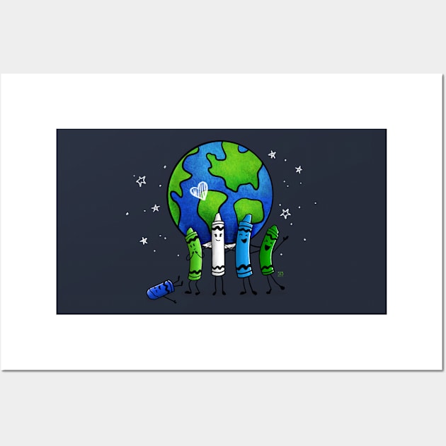 Earth Day Color Crayons Wall Art by 513KellySt